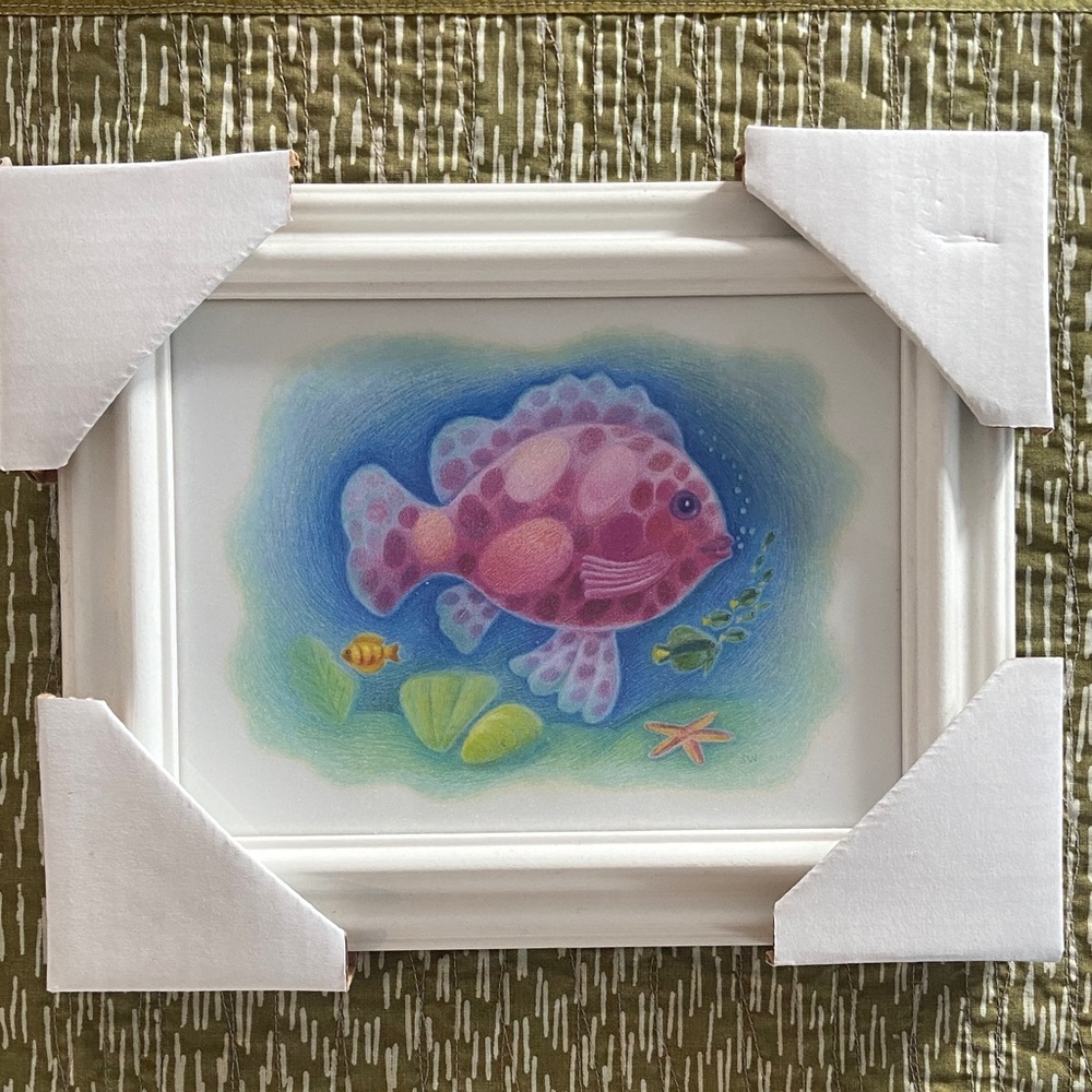 Lovely “Gumdrop Fish” framed art piece